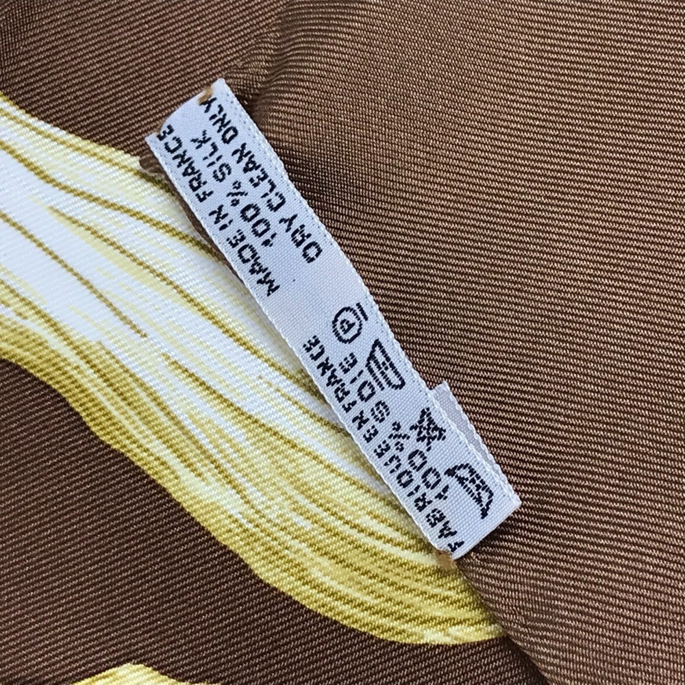 HERMES Authentic Brown Silk Scarf - Picture 11 of 11